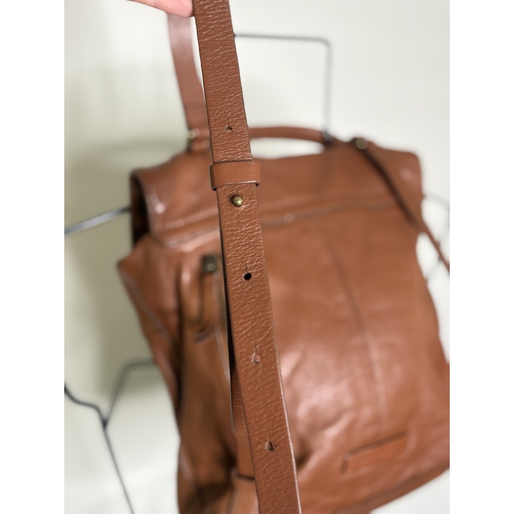 Lucky Brand Leather Brown Cognac Backpack Gold Studded Adjustable‎ Straps - Picture 11 of 16